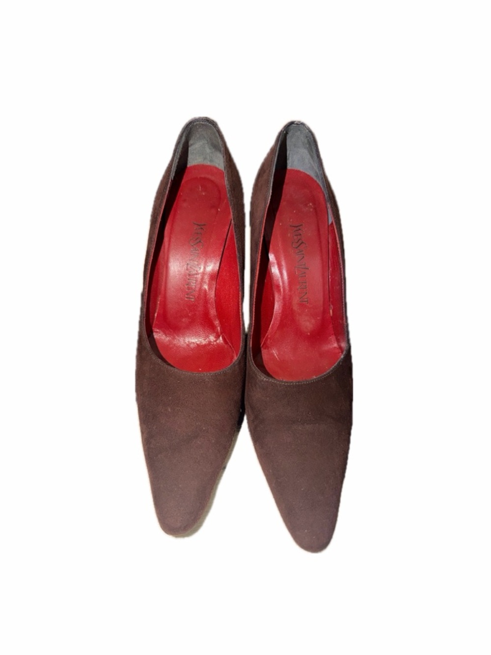 YSL Yves Saint Laurent Vintage Brown Suede Pointed Toe Pumps, size 7 - Picture 2 of 7
